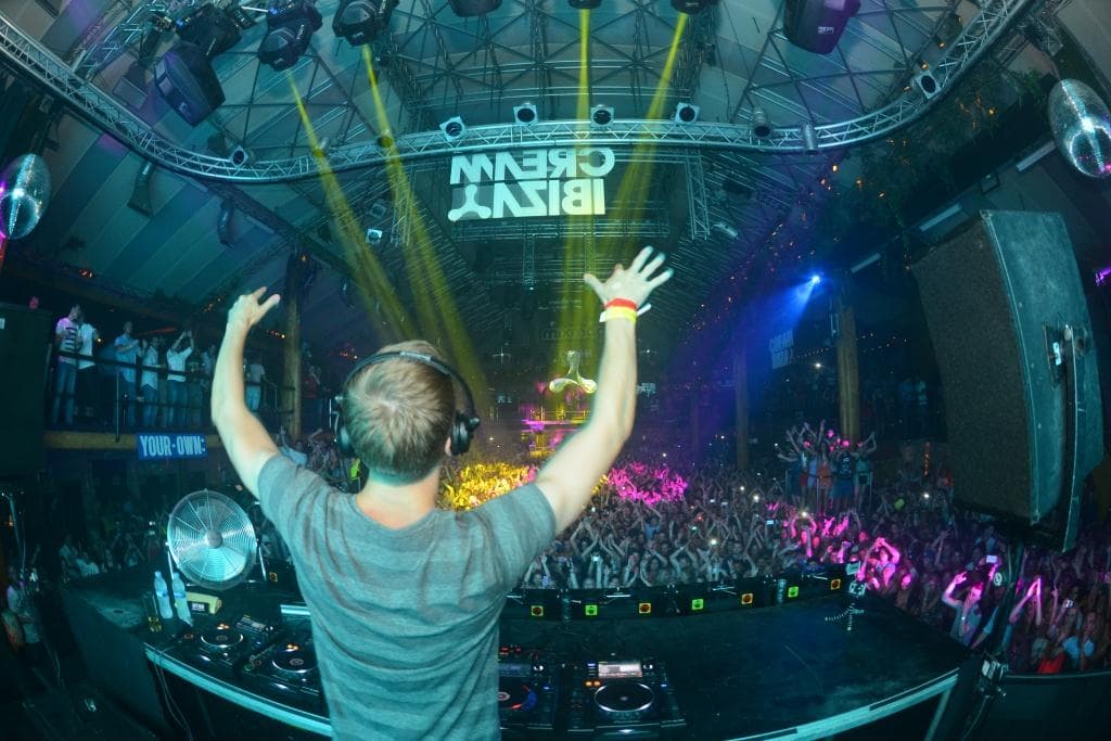 Calvin Harris on the Amnesia terrace