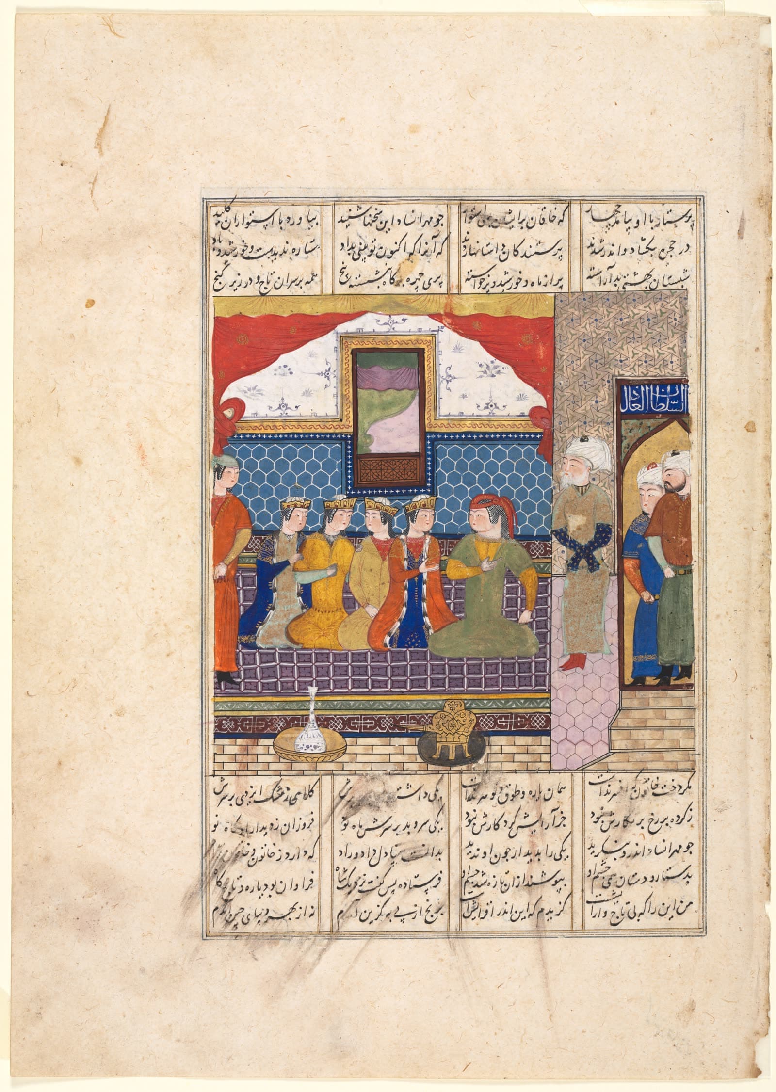 Nushirwan Sends Mihran Sitad to Fetch the Daughter of the King of China (recto) from a Shahnama (Book of Kings) of Firdausi (940-1019 or 1025)