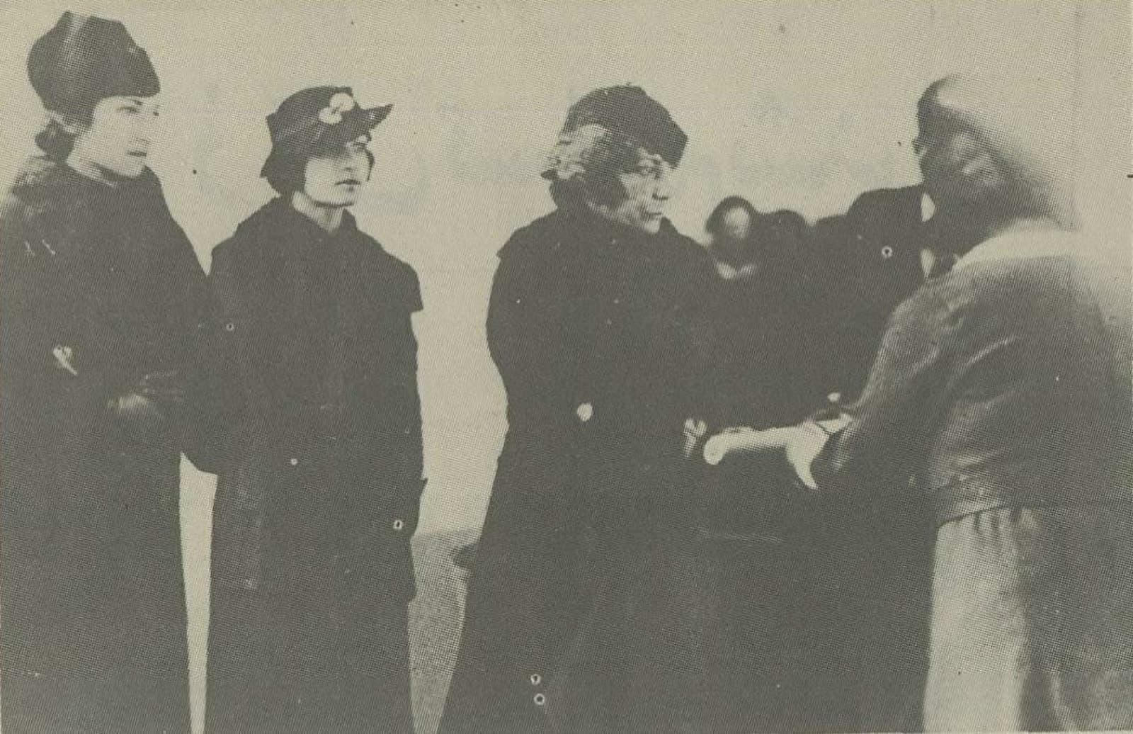 The Queen with Shams and Ashraf Pahlavi at the Tehran teacher training college