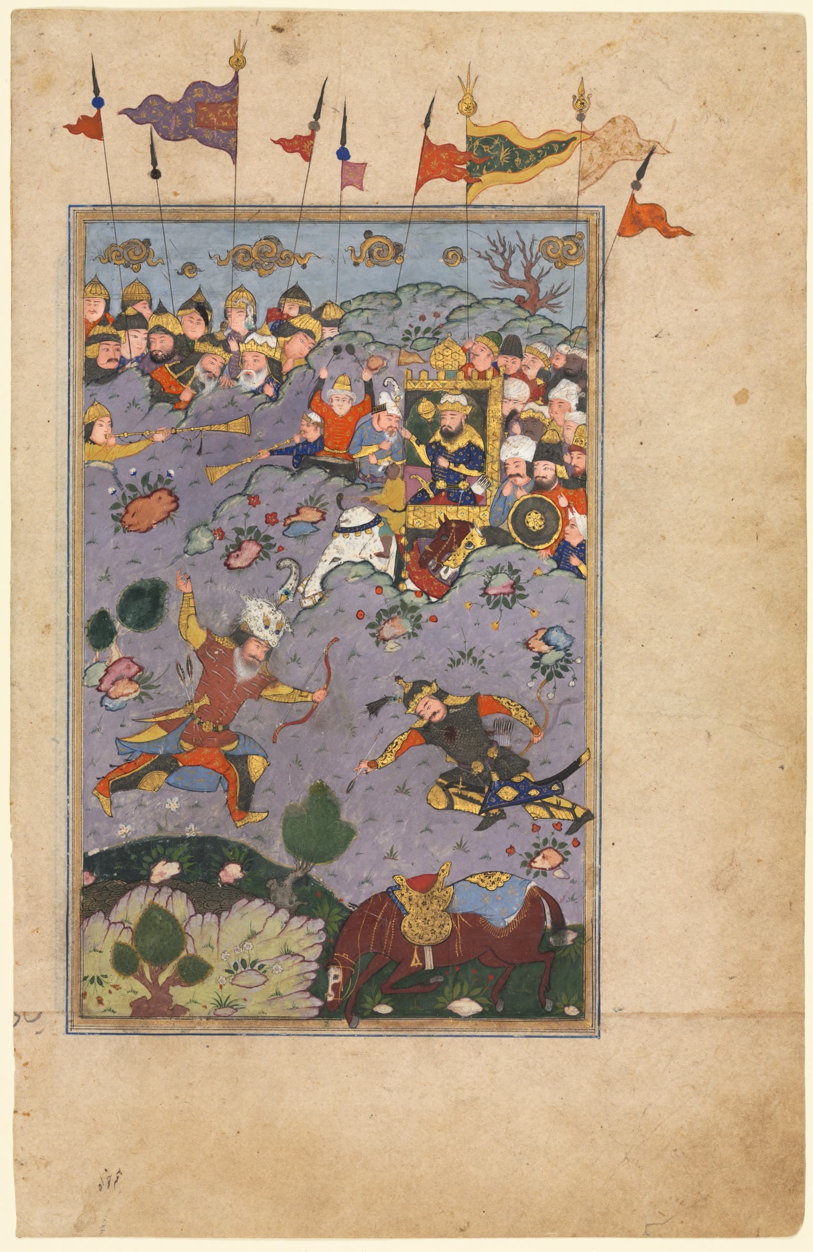 Rustam meets the challenge of Ashkabus, from a Shah-nama (Book of Kings) of Firdausi (Persian, about 934-1020)