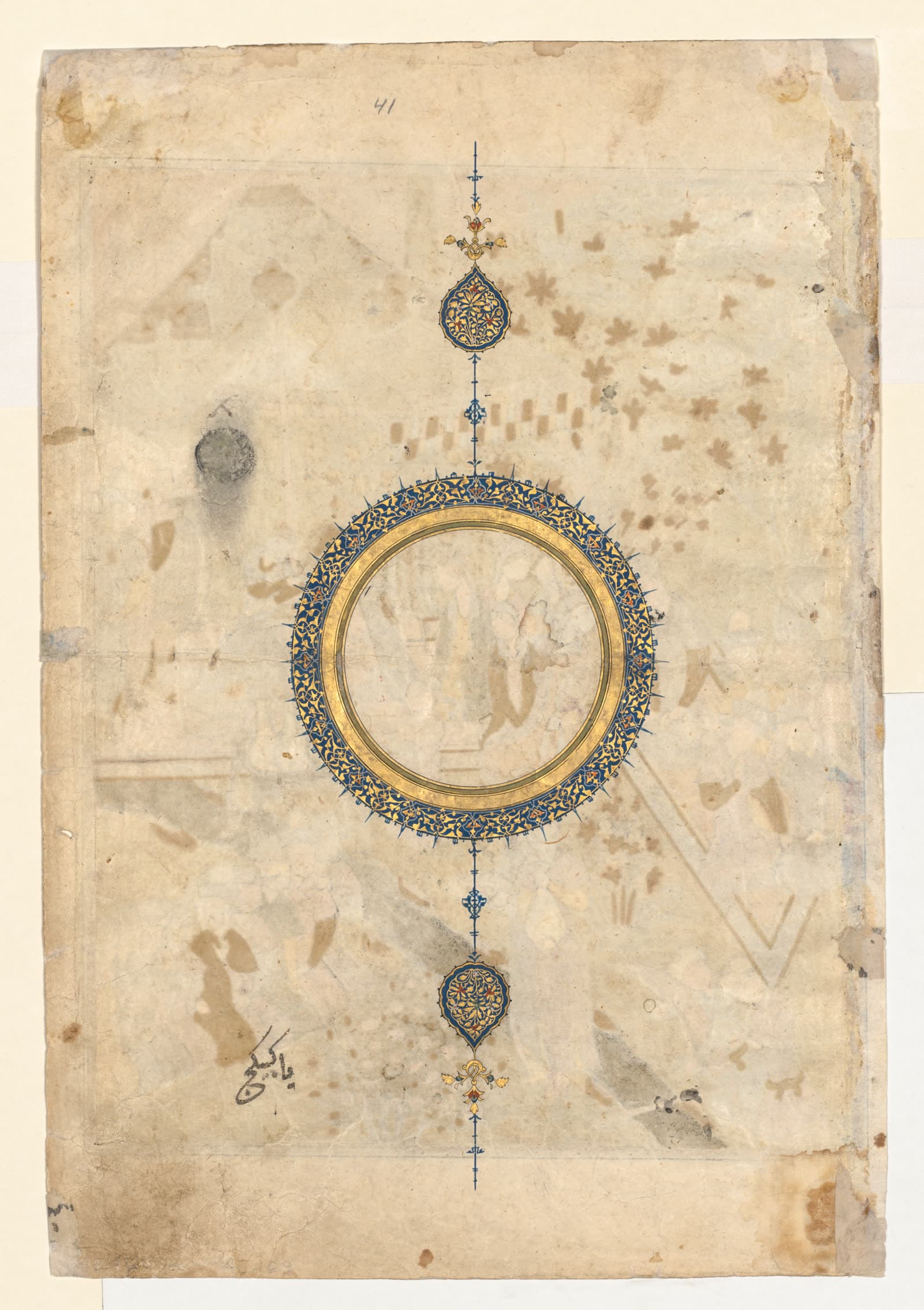 Shamsa (recto) from right folio from a double-page frontispiece of a Shahnama (Book of Kings) of Firdausi (940-1019 or 1025)