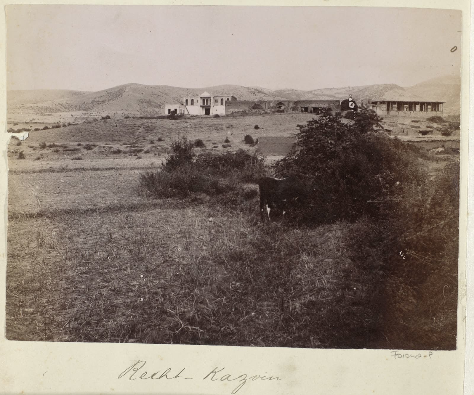 Houses in the landscape at Qazvin, on the road from Rasht