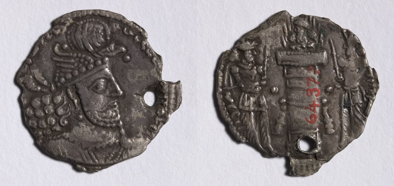 Drachm: Bust of Hormizd II (obverse); Fire Altar with Bust (reverse)