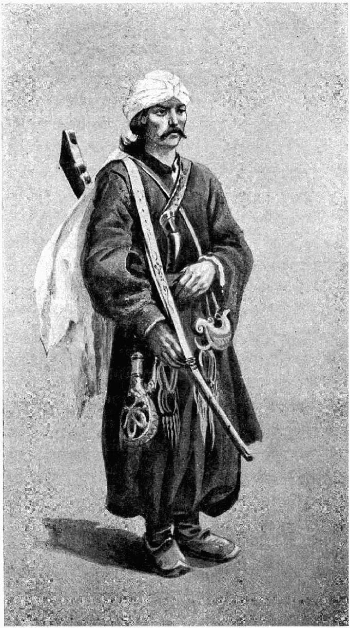 A Bakhtiari nomad, engraving from Elisee Reclus