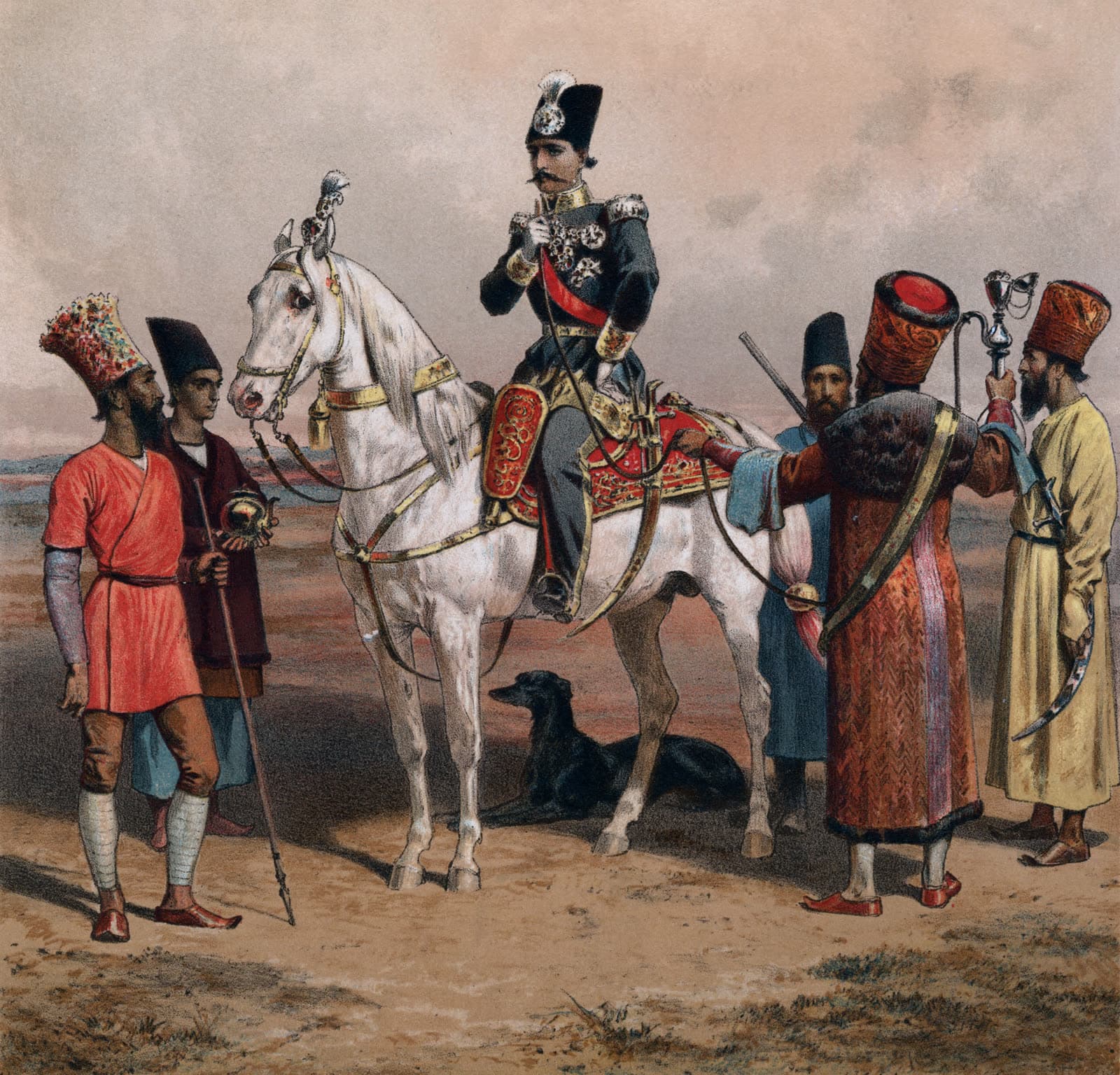 Naser al-Din Shah Qajar riding horse