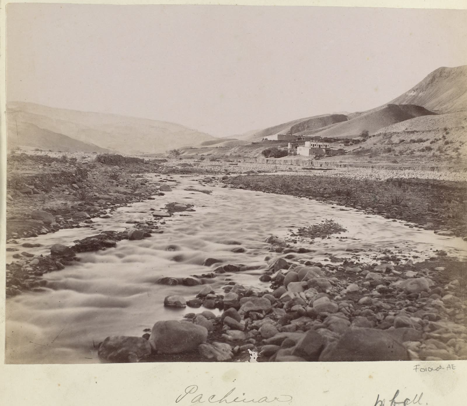 The village of Pachinar on a river in Persia