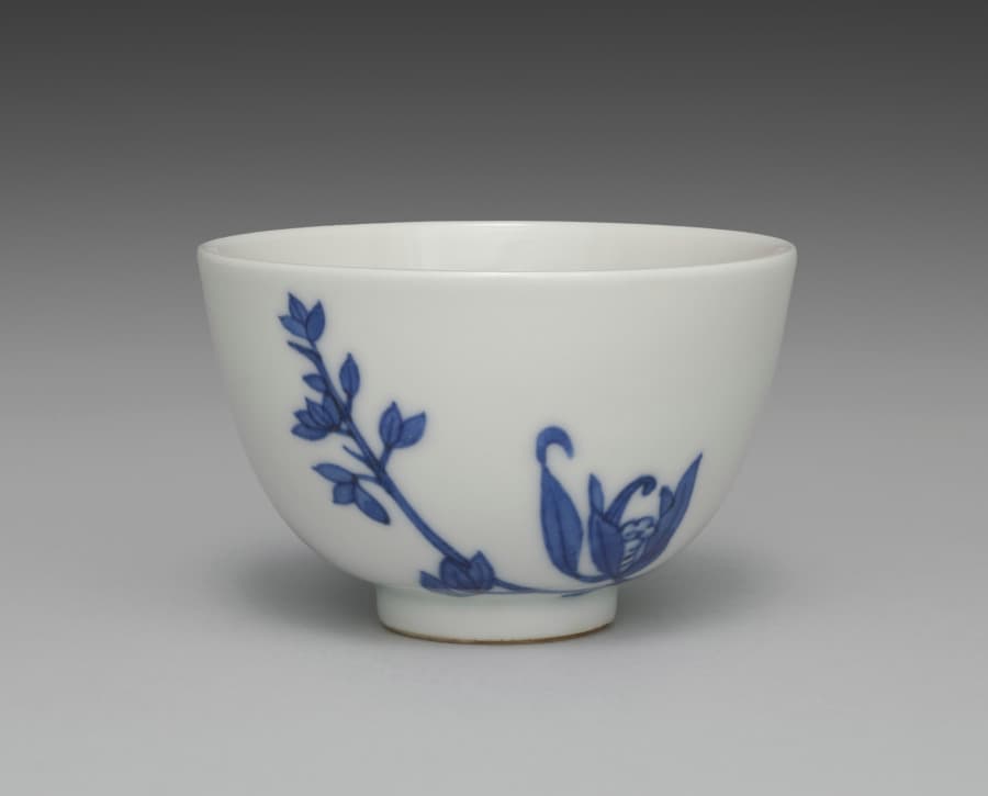 Teacup from Tea Set with Orchids, a second example by Seifū Yohei III