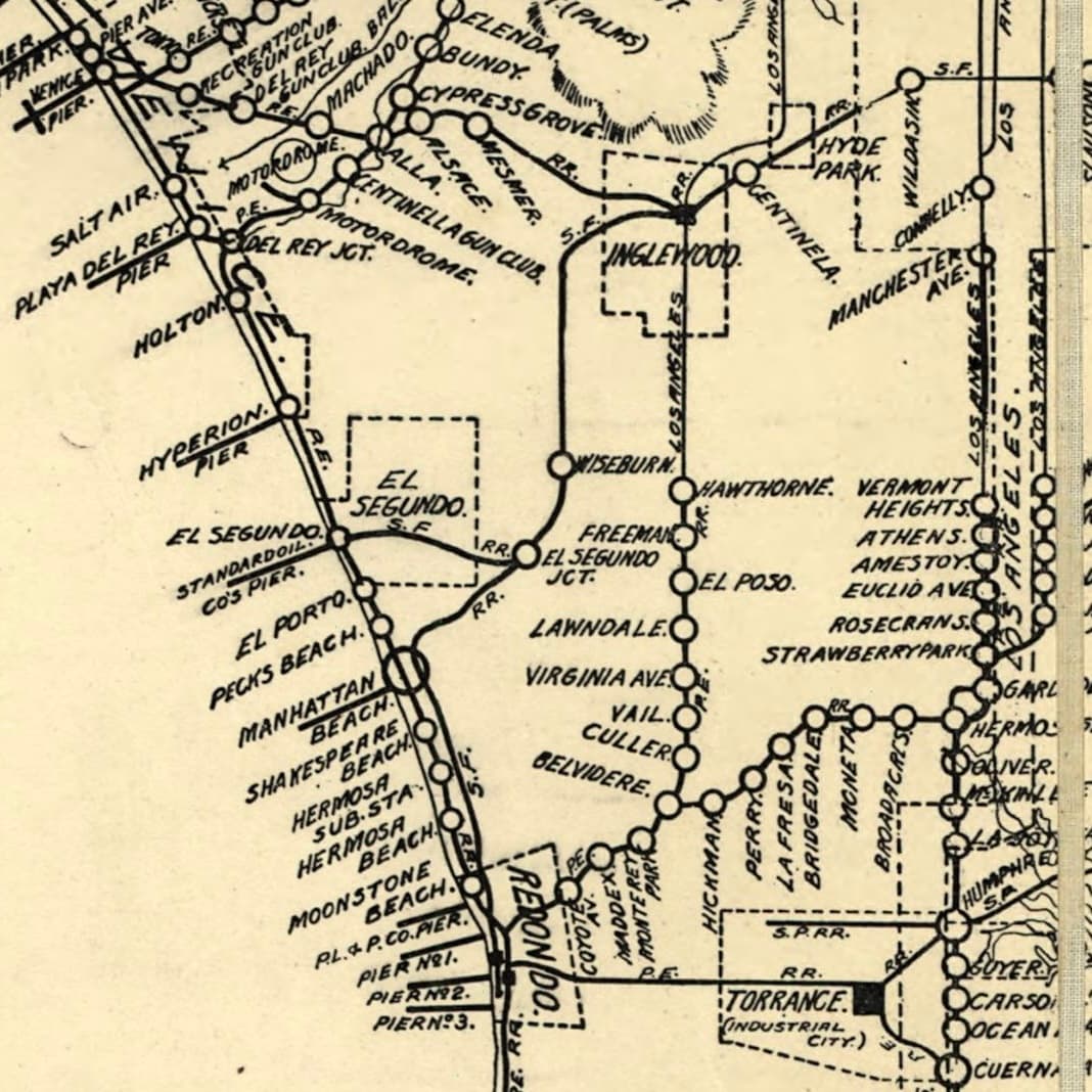 Pacific Electric stops, South Bay (1912)