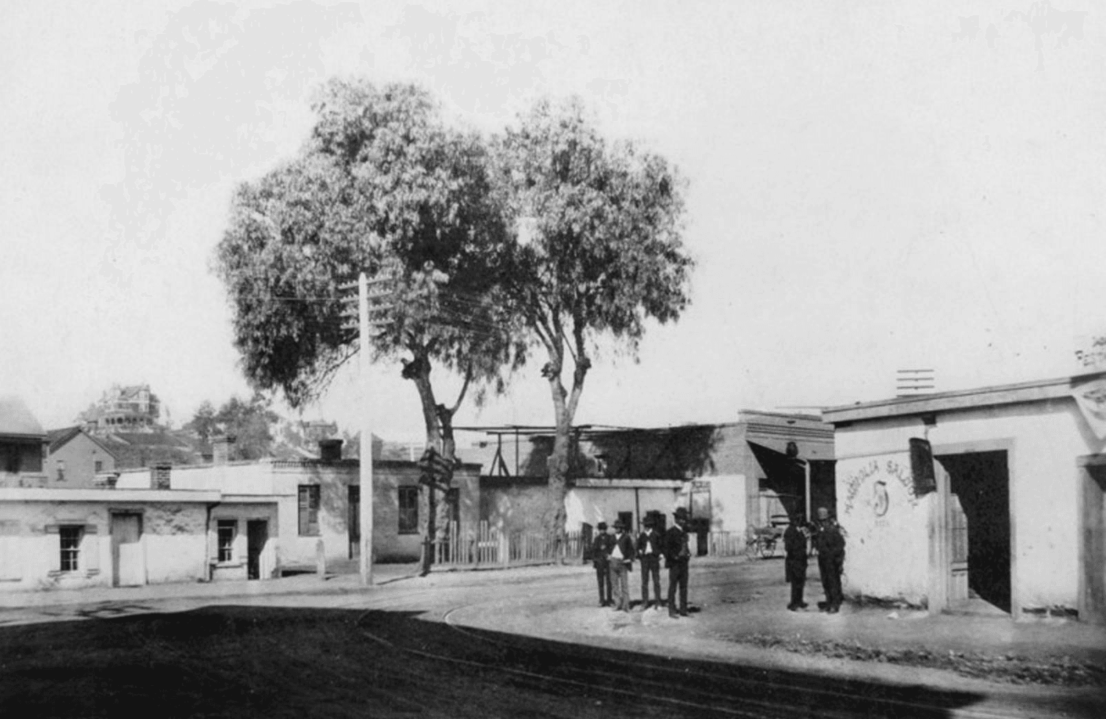 looking SE from N side of Bellvue at intersection with Upper Main (now North Spring). JW…