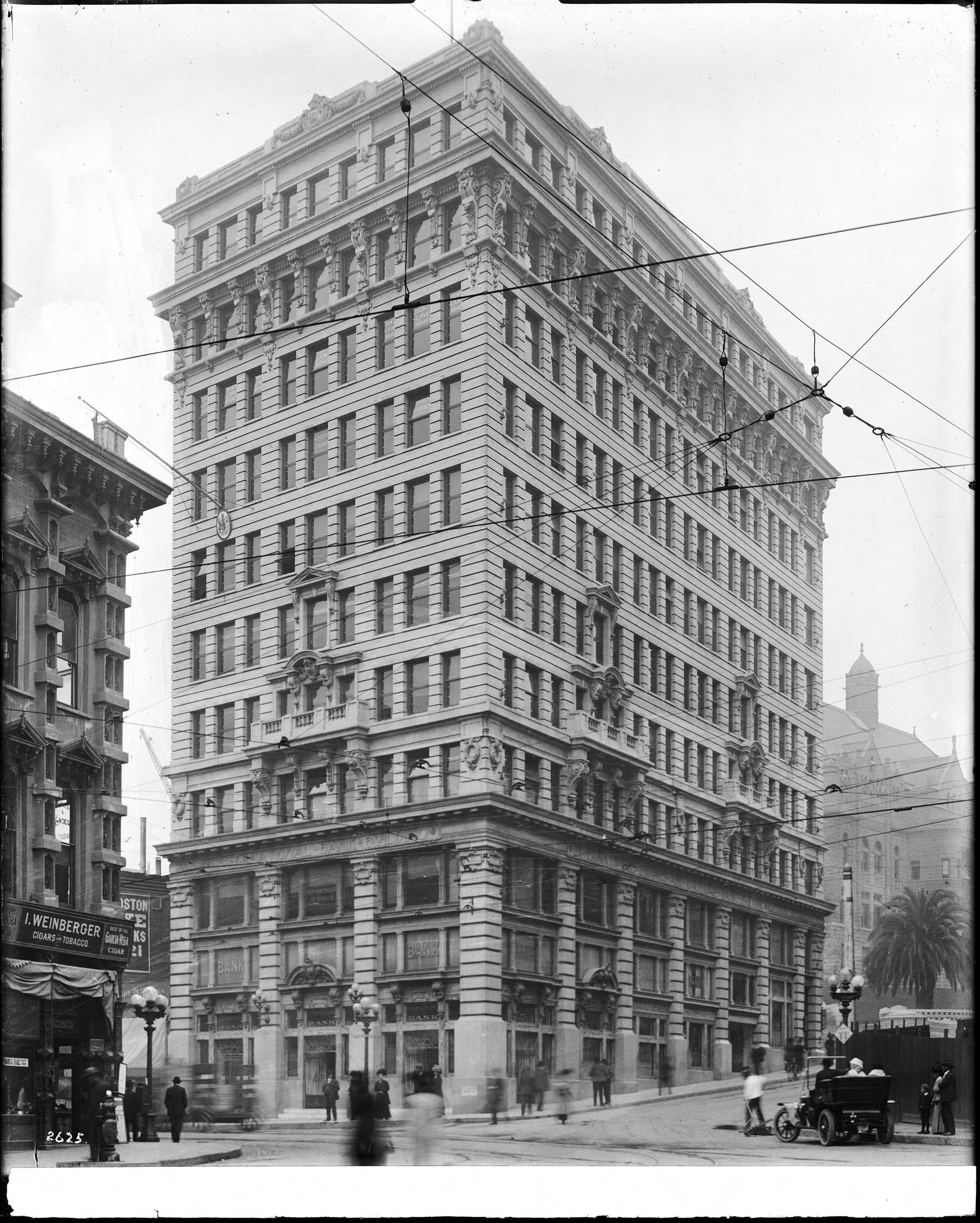 Exterior view of the International Bank Building on the southwest corner of Spring Stree…