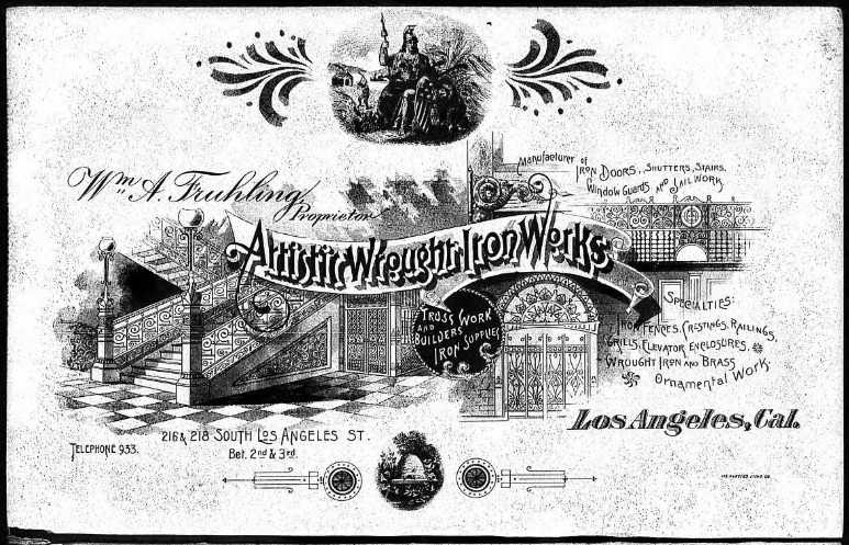 Artistic Wrought Iron Works Advertisement - 1895 - U.S. City Directory Los Angeles