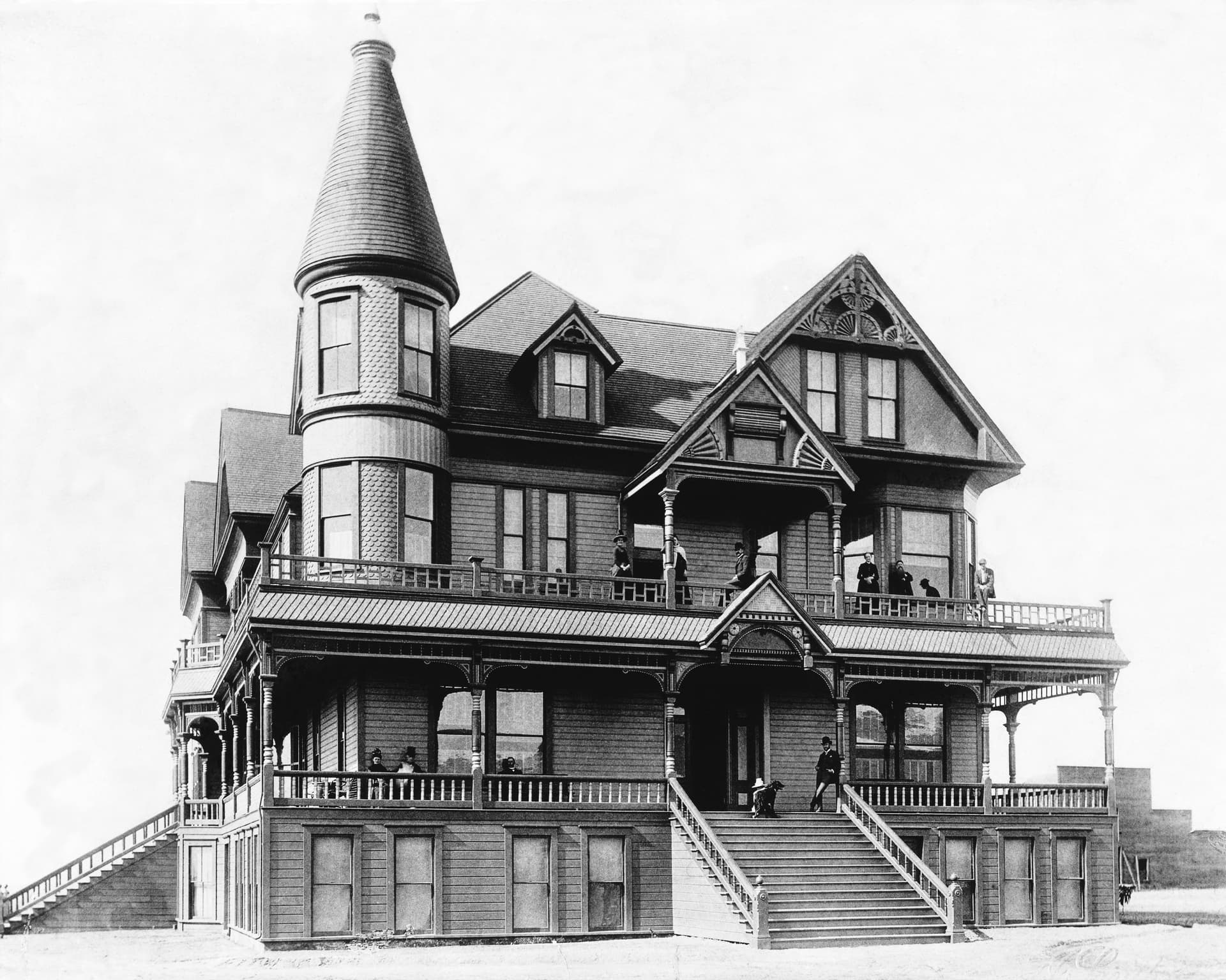 Exterior view of the Mission Hotel in San Fernando, ca.1888