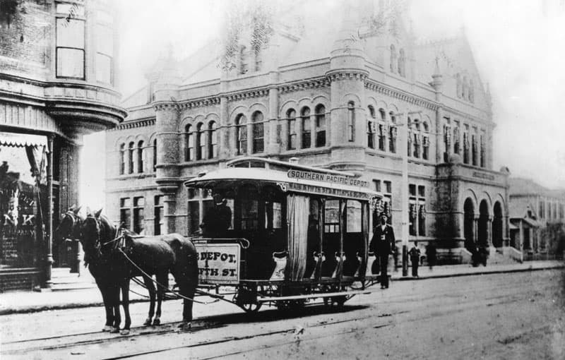 Horse-drawn streetcar on Main Street (c.1892)