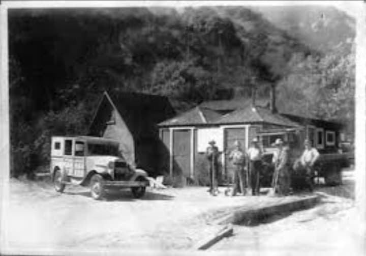 Albert Kothe and his Ford Model A at Hollywoodland Sign
