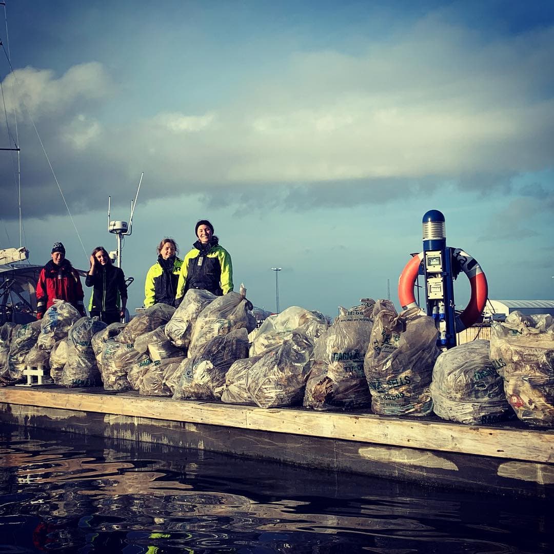 4 happy girls, 4 hours hard work, 31 x 165 litre bags of plastic trash.