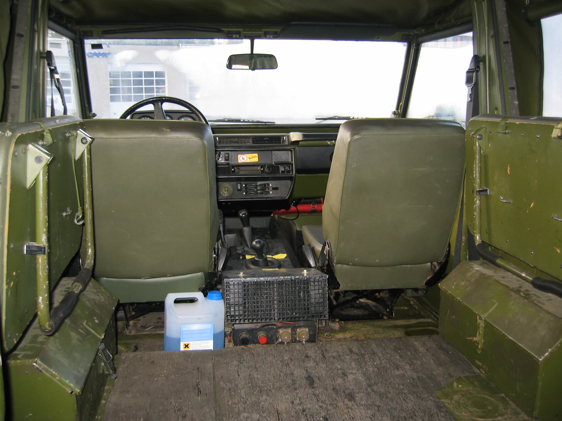 Inside a military G-Wagen