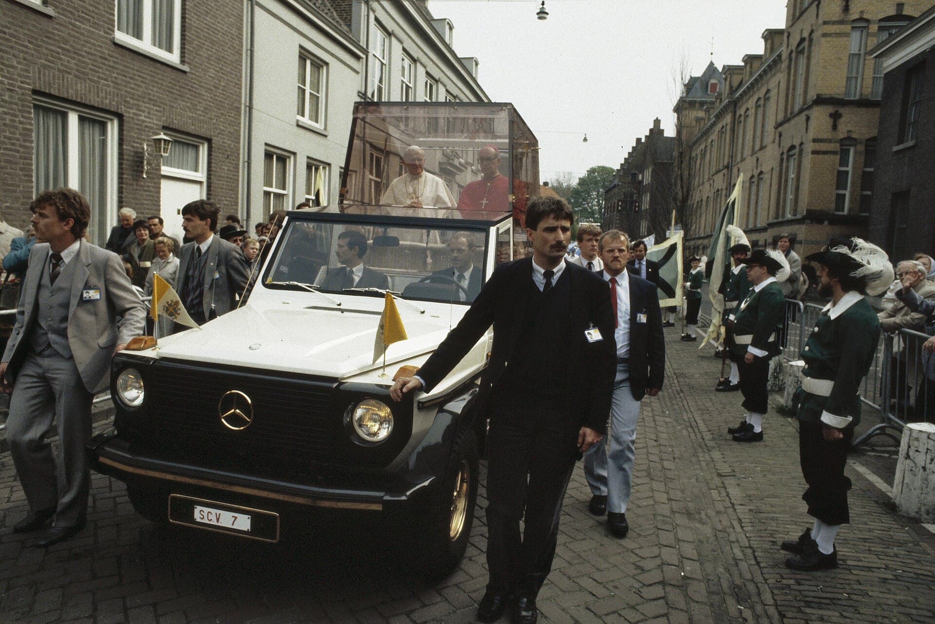John Paul II in the Mercedes 230 G Popemobile, Netherlands 1985