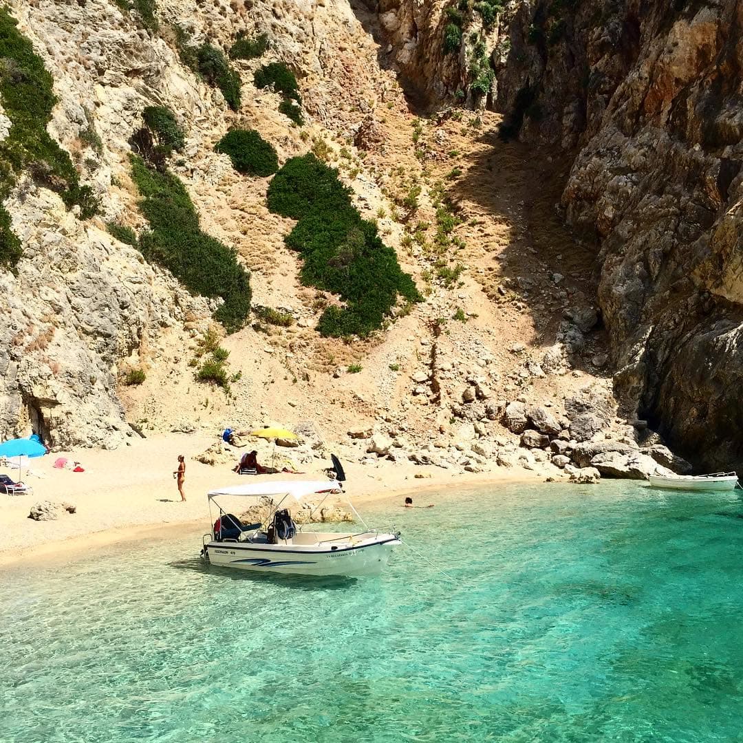 Come with us to the secluded spots on Agios Gordios Beach.