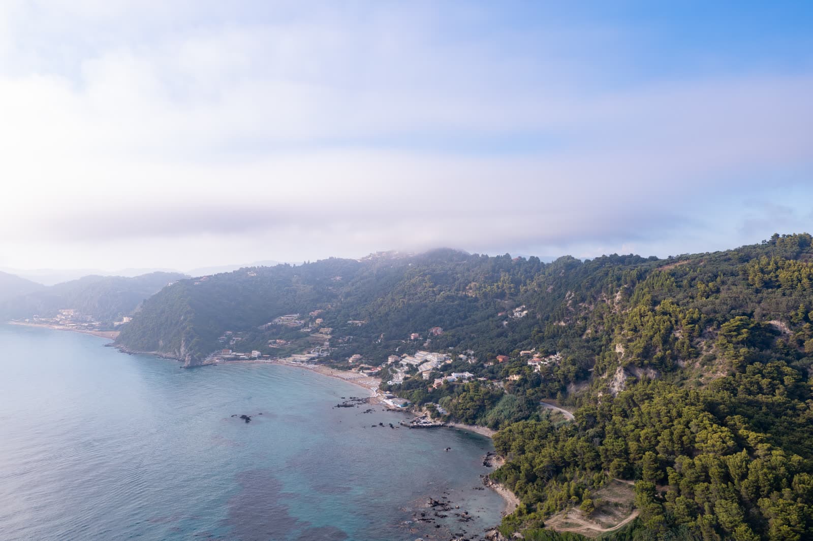 Aerial view of the Corfu west coast