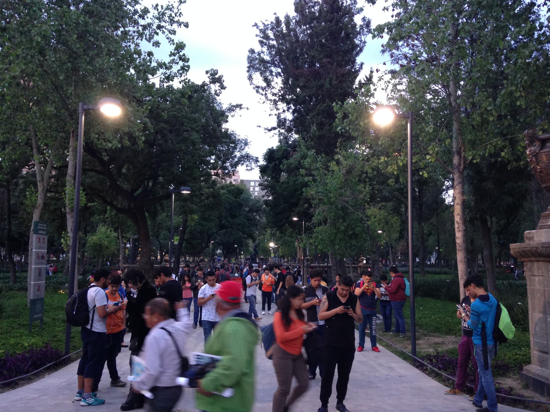 PokéStop crowd in the Alameda Central