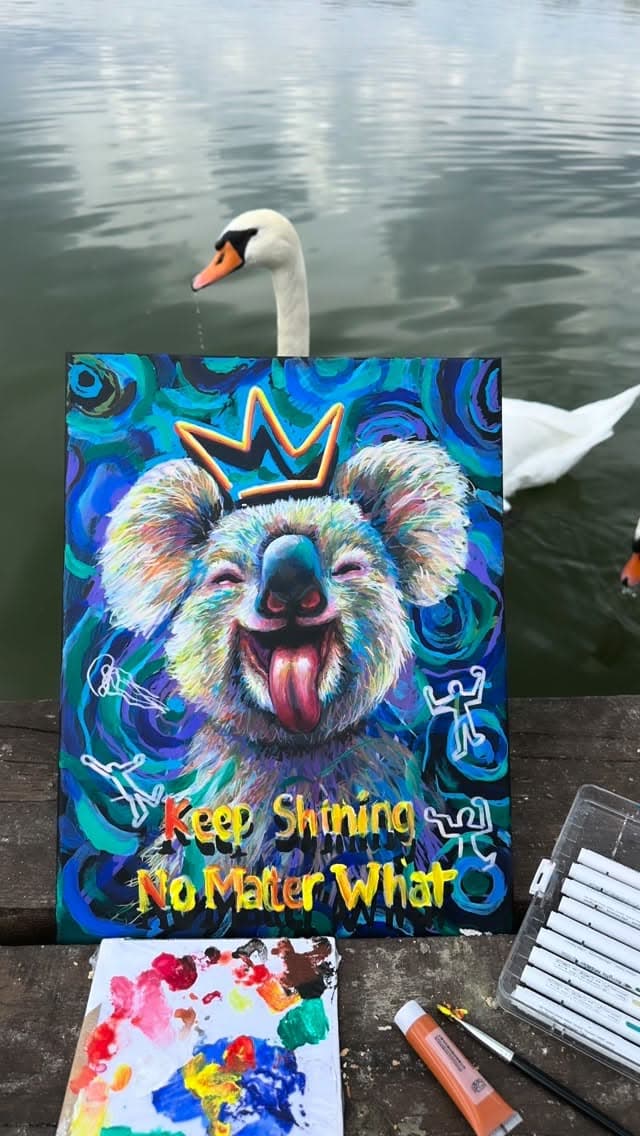 Painting experience in front of the Danube River with these beautiful swans.