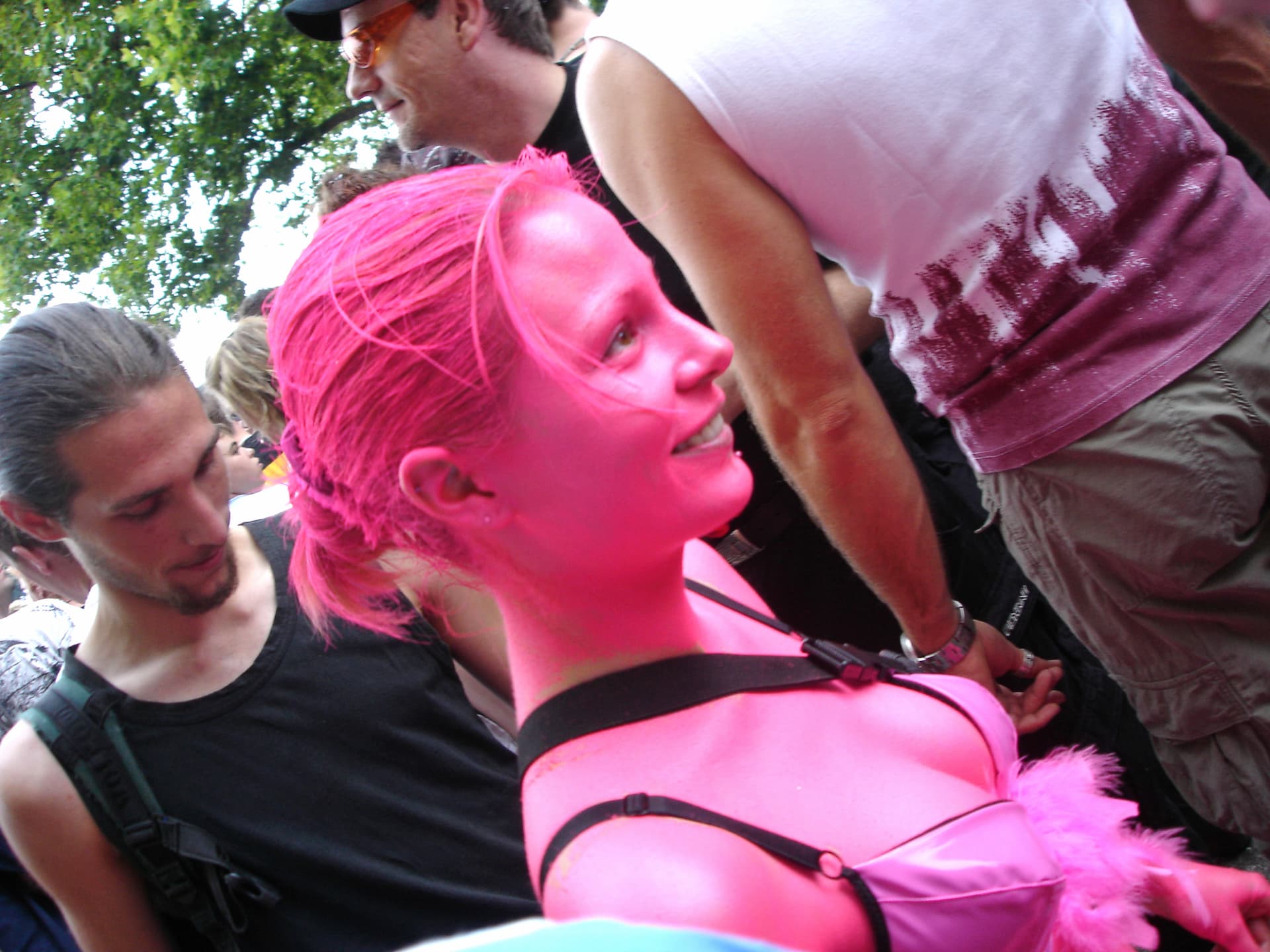 Costumed ravers in the crowd, Street Parade 2005