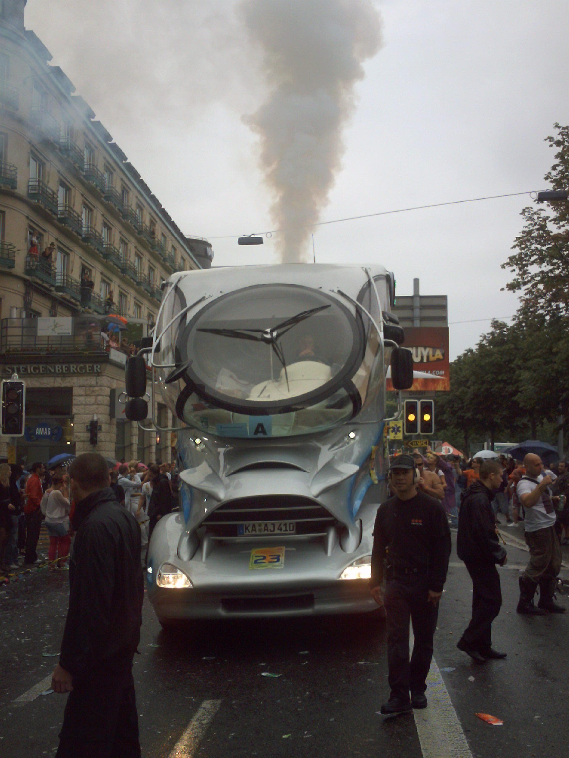 Lovemobile truck with smoke effects on the route, 2009