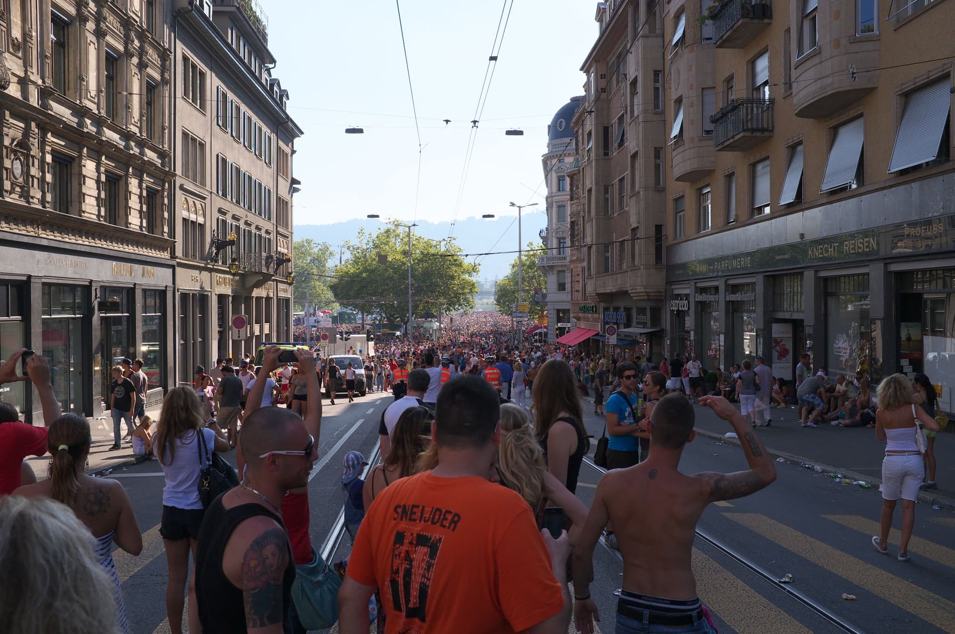 The parade route seen down a Zurich street, 2012