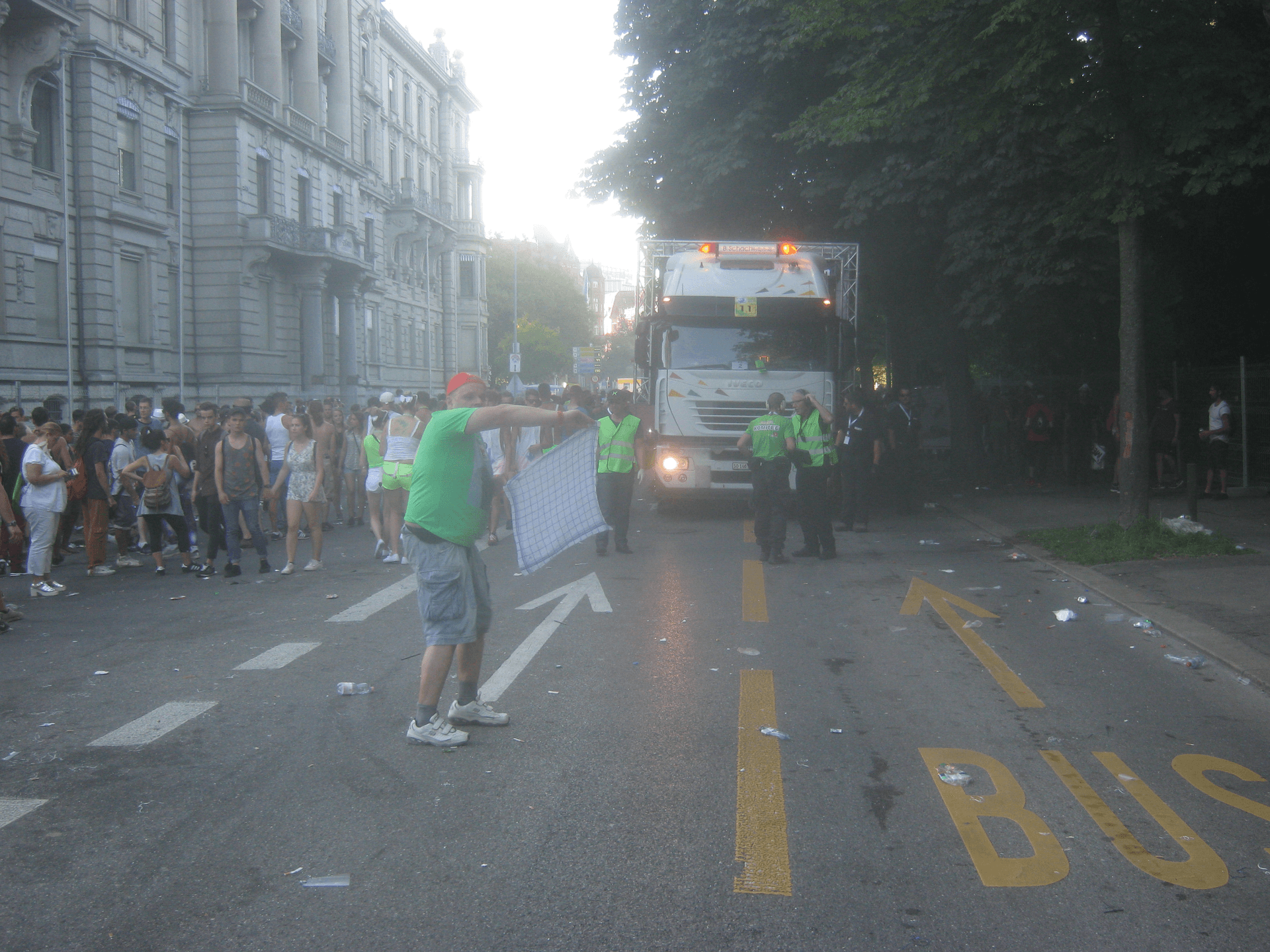 Street cleaning vehicle on the route, 2016