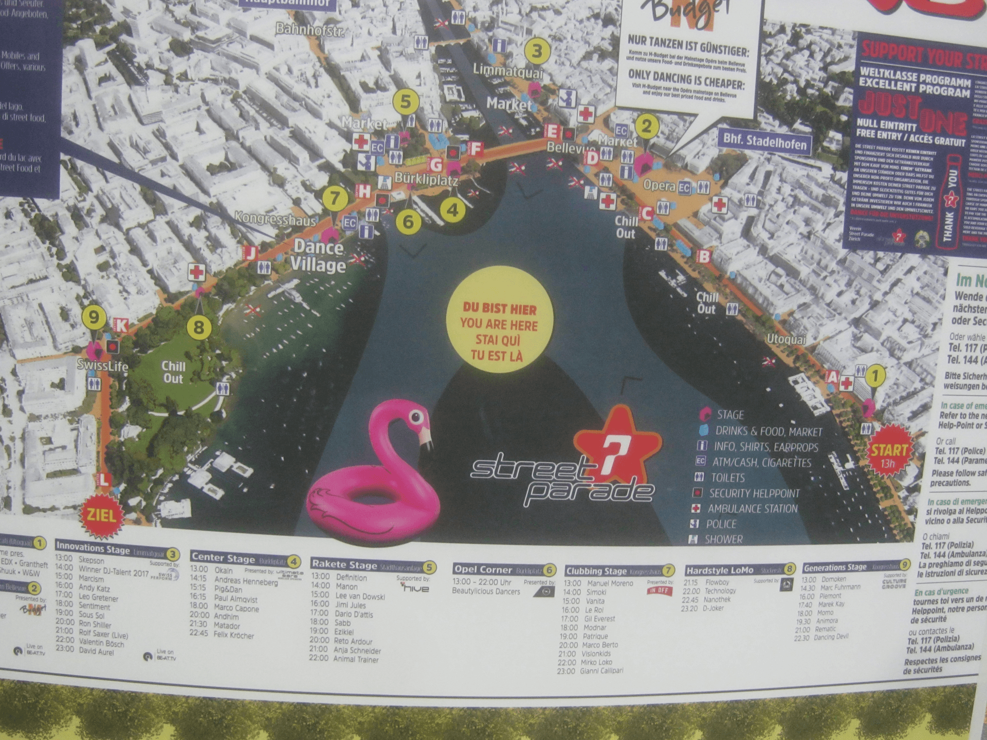 Official information board with the parade route map, 2017