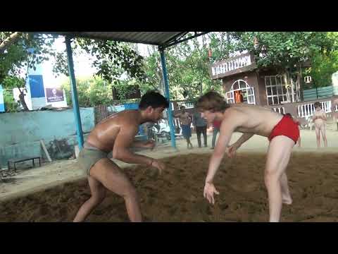 USA, Indian wrestlers practice at Guru Shyamlal Akhada, New Delhi, USA wrestling world tour
