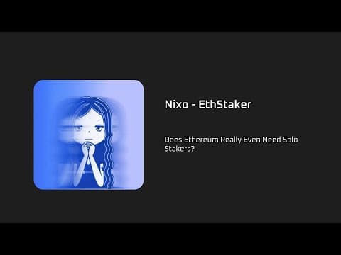Does Ethereum Really Even Need Solo Stakers? - Nixo