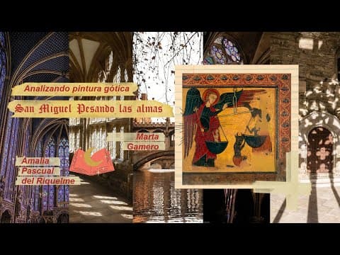 Michael Weighing Souls in Linear Gothic Painting