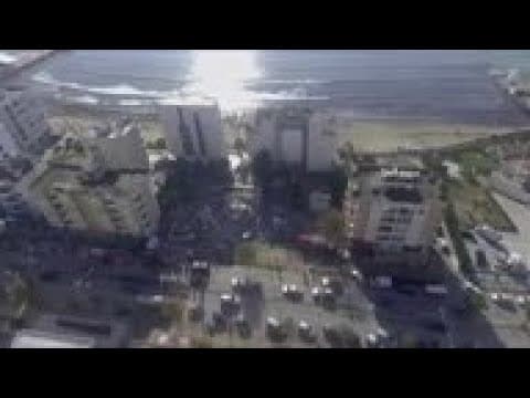 Aerials of earthquake damage in Durres