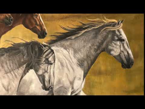 Final Freedom Onaqui Stallions Running Free Oil Painting by Karen King