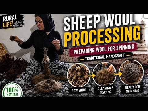 How Villagers Prepare Sheep Wool for Spinning | Traditional Rural Life