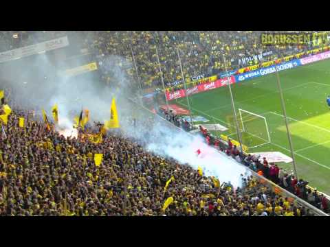 Pyrotechnics on the Südtribüne, BVB v Eintracht Frankfurt