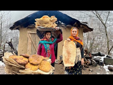 IRAN Daily Village Life! Baking Lavash & Mulberry Bread Having Soup for Dinner (2 of 2)