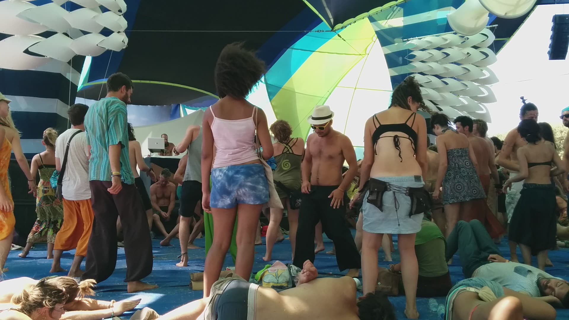 Daytime dancefloor under the painted canopy, Boom 2014