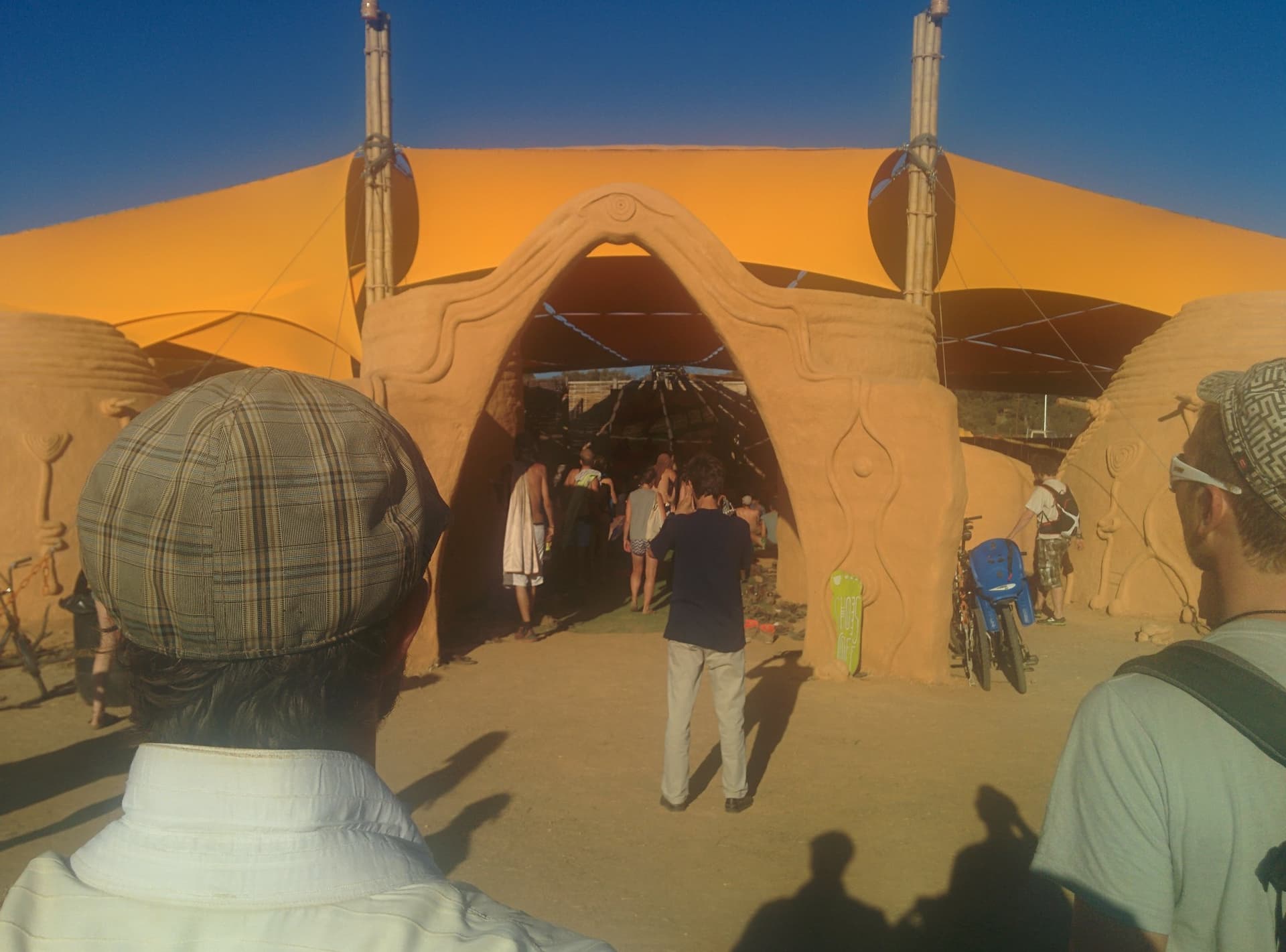 Sculpted adobe entrance arch, Boom 2014