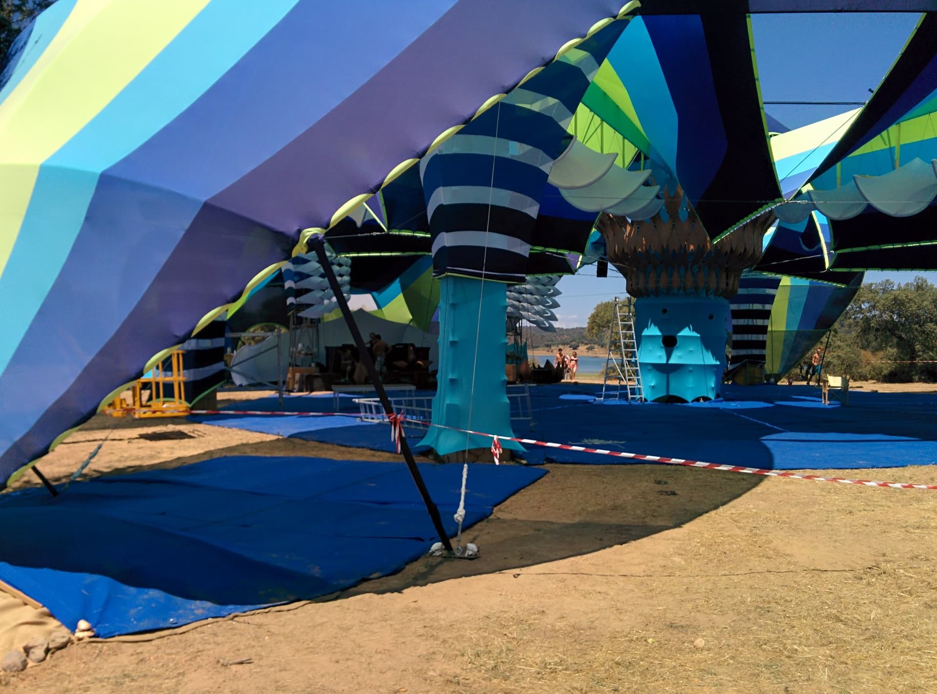 Striped canopy stretched over the dancefloor, Boom 2014
