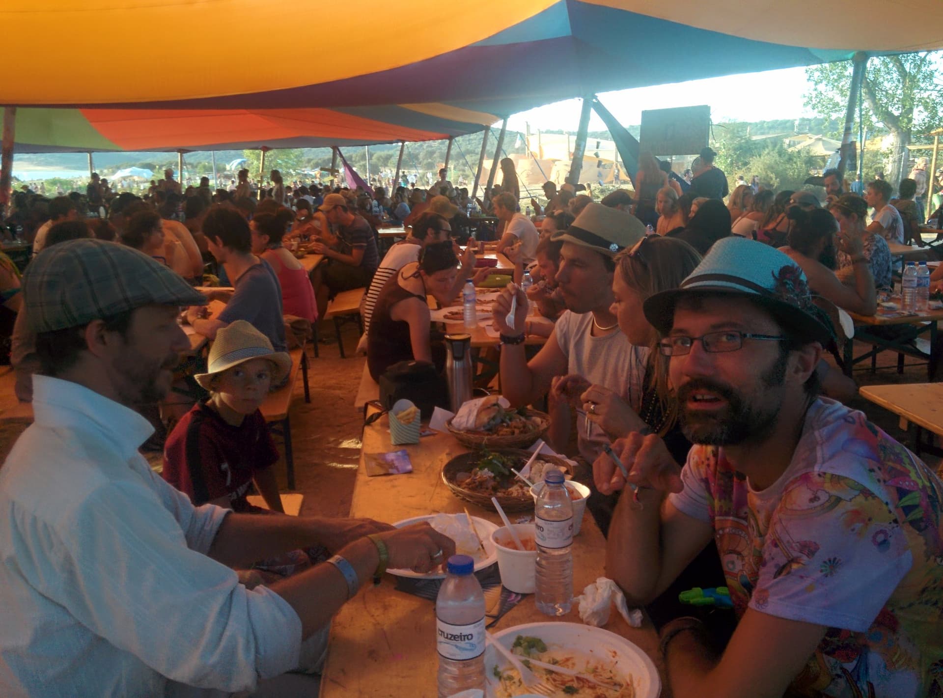 Busy tables at the covered dining area, Boom 2014