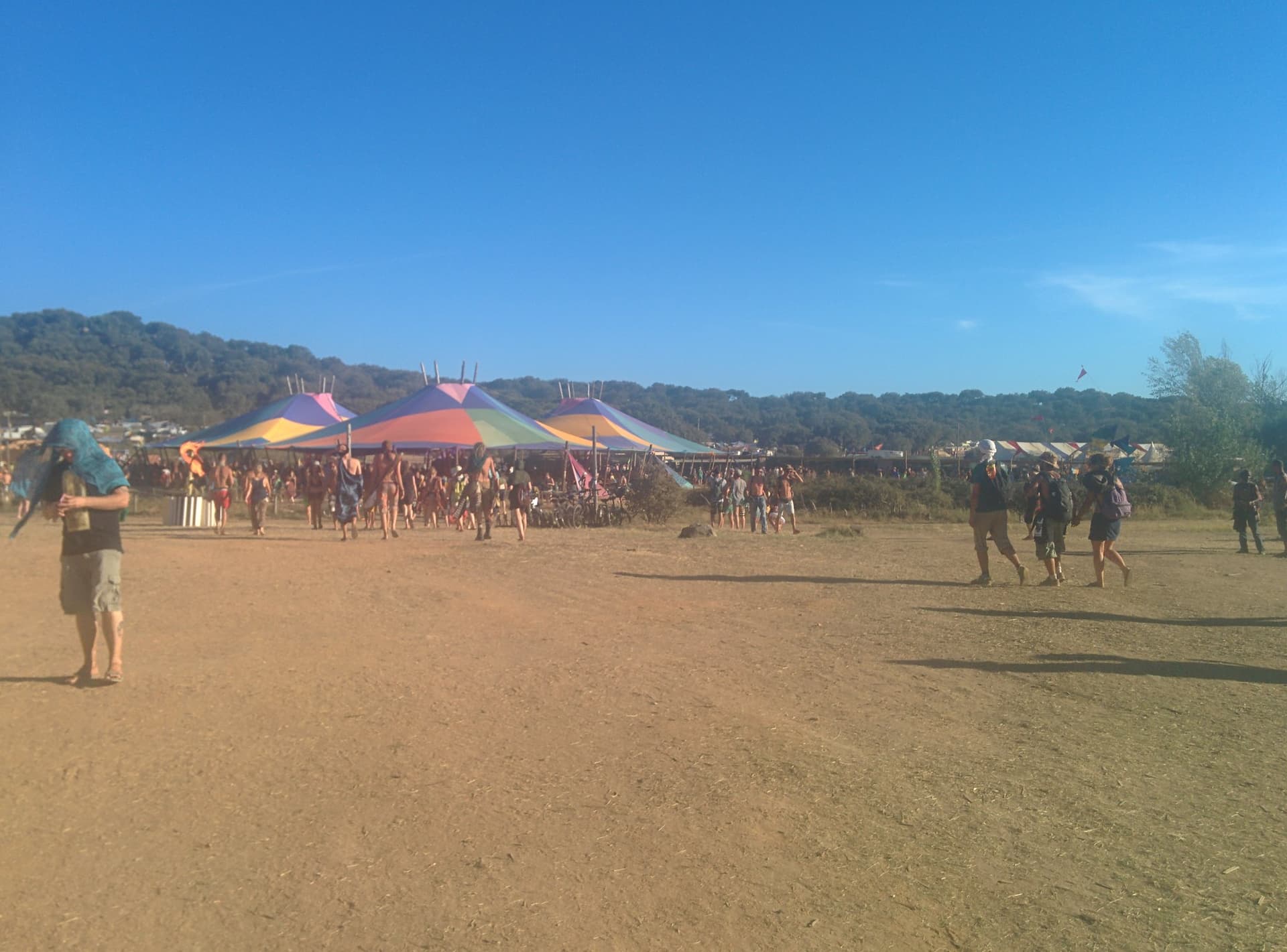 Walking the open ground toward the stages, Boom 2014