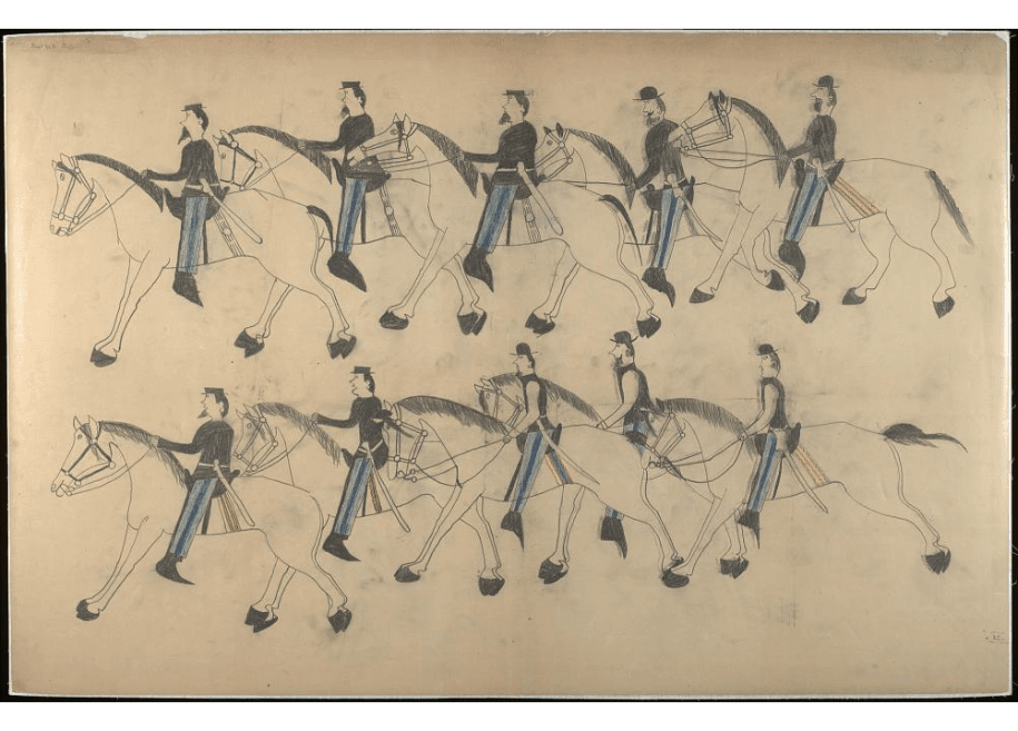 Red Horse pictographic account of the Battle of the Little Bighorn, 1881. 8100