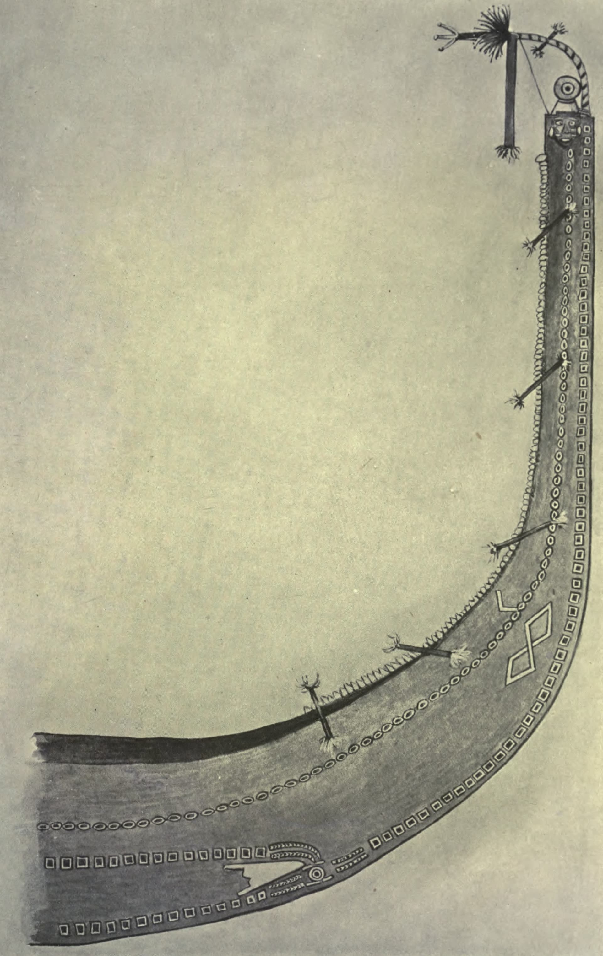 Head-hunting canoe from Ysabel. Detail of Stern (Canoes of the British Solomon Islands, 1909)