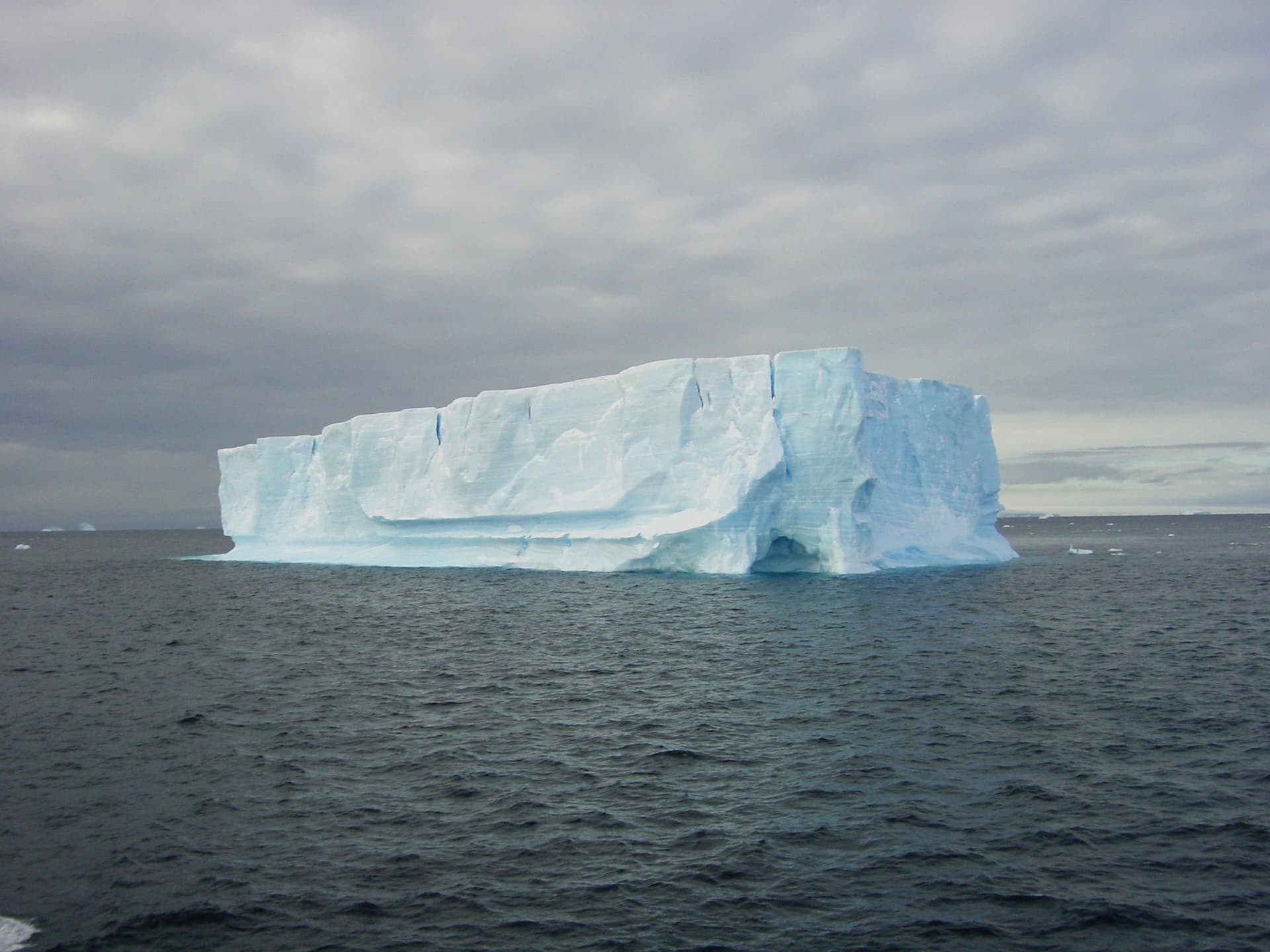 A tabular iceberg with an ice cave, Antarctic Peninsula