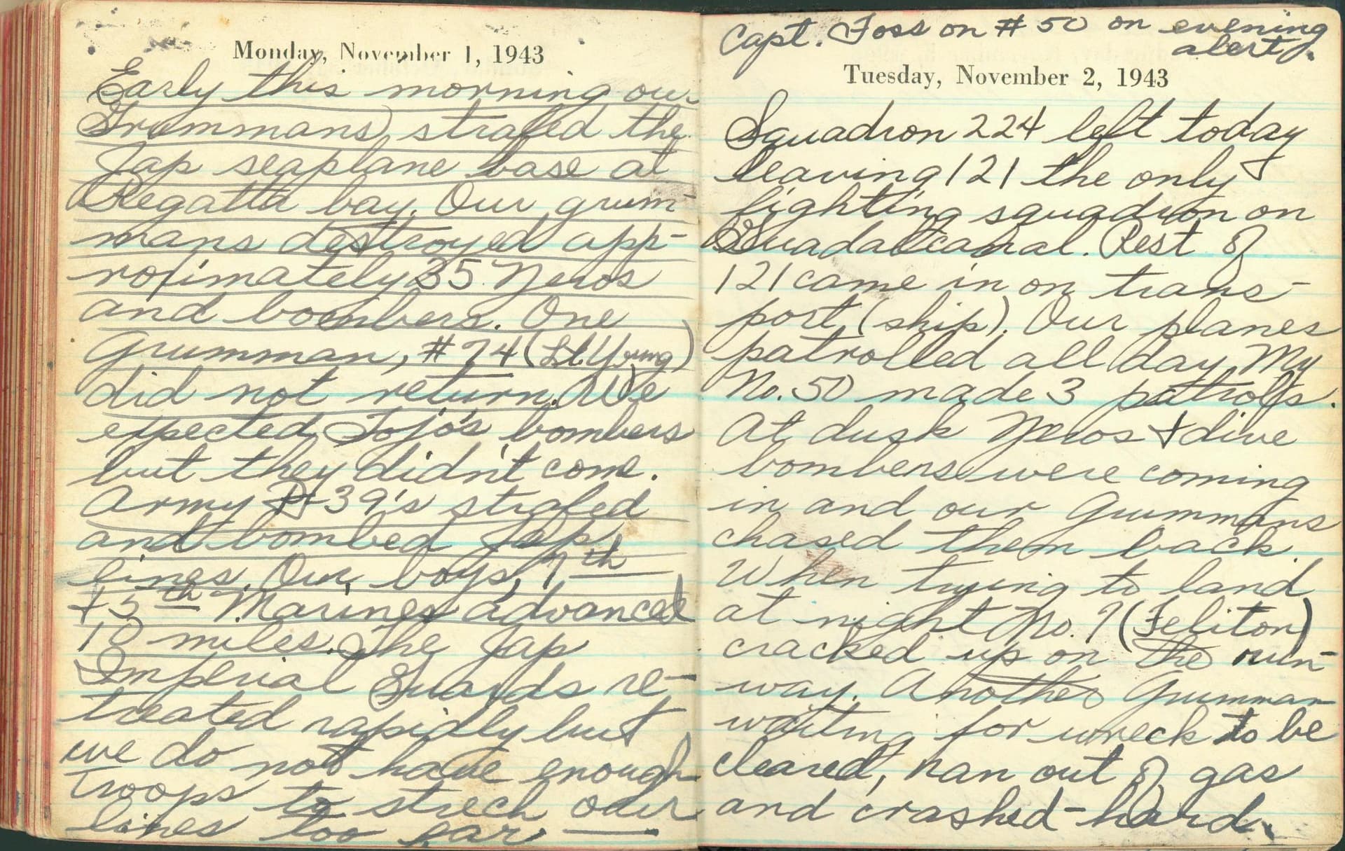 Lloyd Fuller Diary, November 1-2, 1942