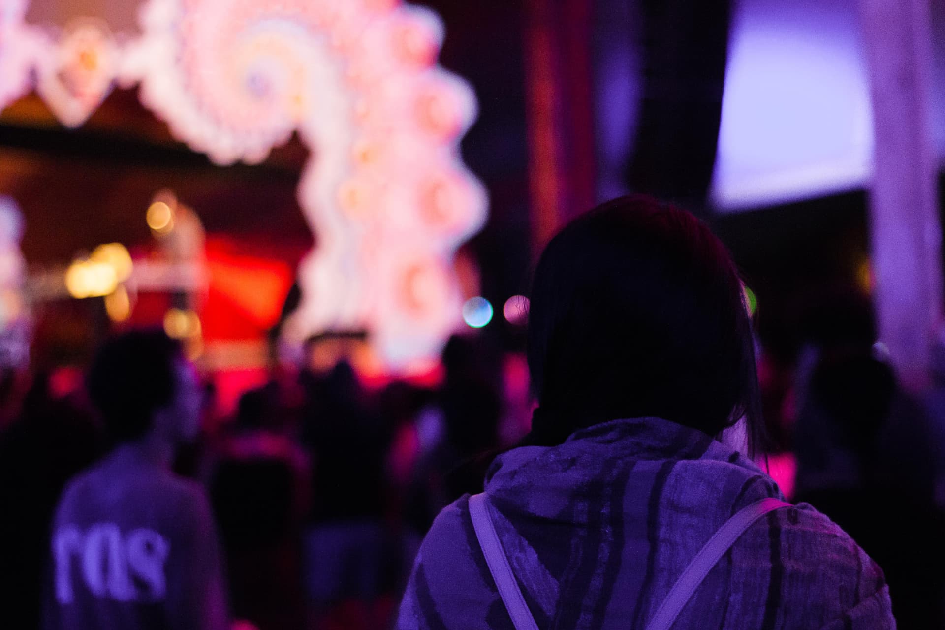 Illuminated stage decoration at night