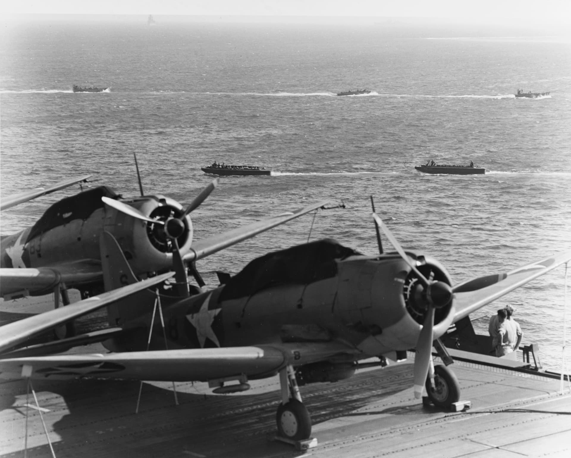 Douglas SBD bombers on USS Enterprise (CV-6) on 24 July 1942 ( )