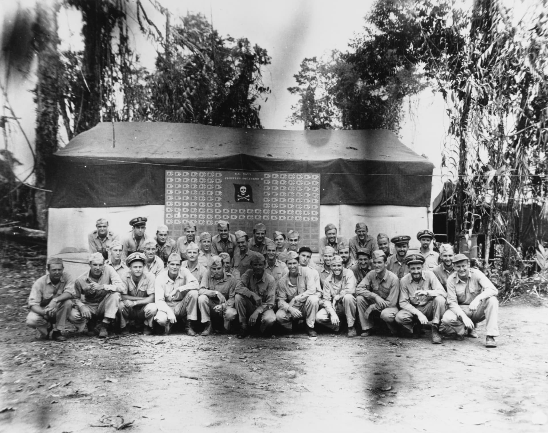Officers of U.S. Navy Fighting Squadron 17 (VF-17), circa in February 1944 ( )